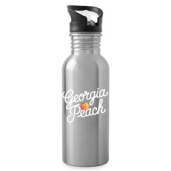 Georgia Peach Script Logo - Gourde avec paille intégrée - argent clair - Droite