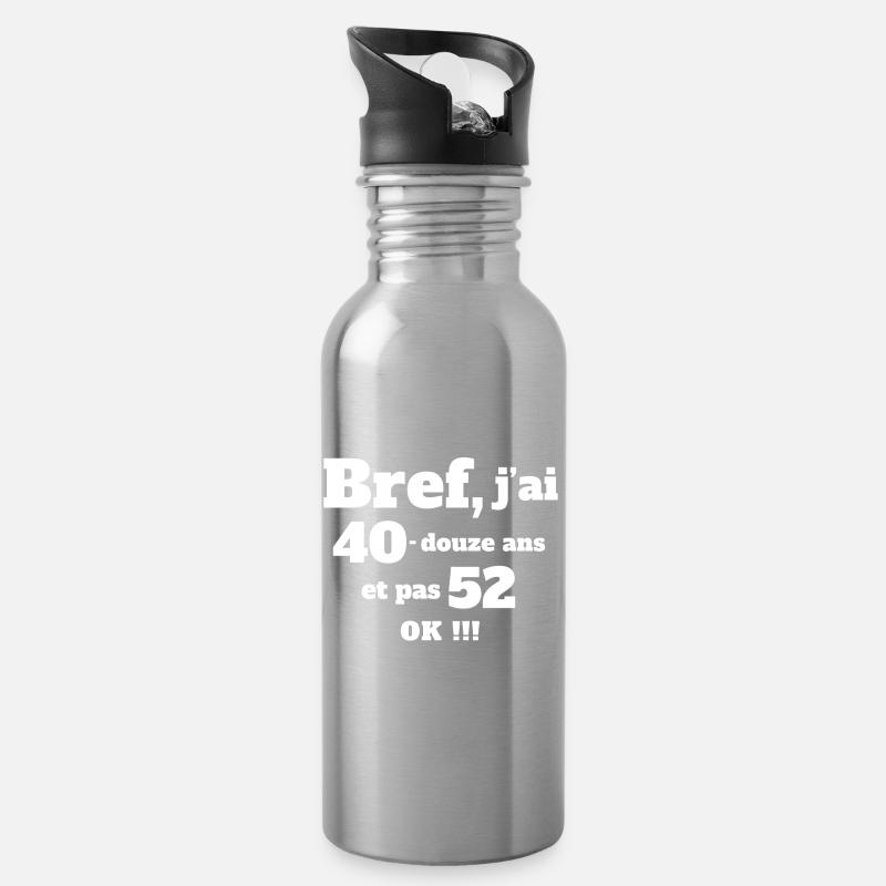 anniversaire 52 ans, anniversaire humour, 52 ans - Gourde avec paille intégrée - argent clair