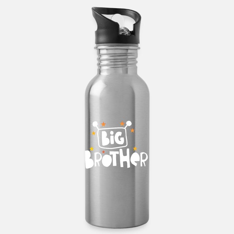 Großer Bruder - Trinkflasche mit integriertem Trinkhalm - Lightsilver