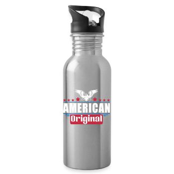 Patriotischer Adler Amerikanische Flagge Design - Trinkflasche mit integriertem Trinkhalm - Lightsilver - Rechts