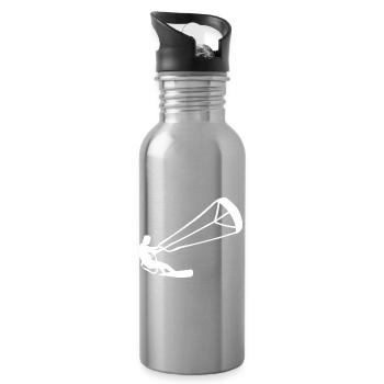 Kitesurfeur Silhouette Kiteboarding Adrenaline Sport - Gourde avec paille intégrée - argent clair - Droite