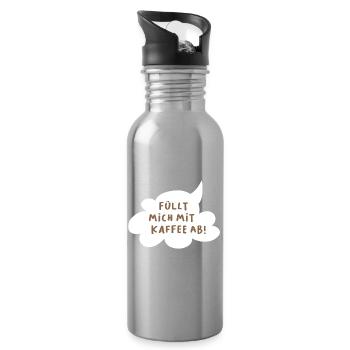 Nuage de café Bulle de dialogue Bureau Humour Dictons sympas - Gourde avec paille intégrée - argent clair - Droite