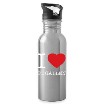 I love St. Gallen - Trinkflasche mit integriertem Trinkhalm - Lightsilver - Rechts