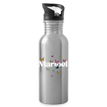 Schöner Mädchenname MARIBEL mit Schmetterlingen  - Trinkflasche mit integriertem Trinkhalm - Lightsilver - Rechts