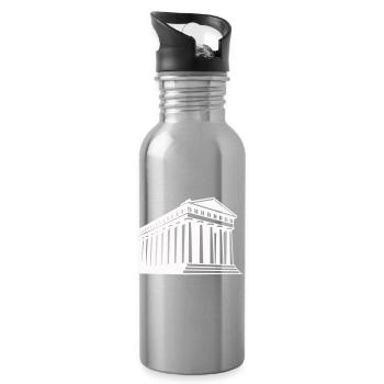 Antike griechische Tempelillustration - Trinkflasche mit integriertem Trinkhalm - Lightsilver - Rechts