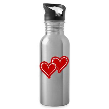 Symbole des cœurs amoureux - Gourde avec paille intégrée - argent clair - Droite
