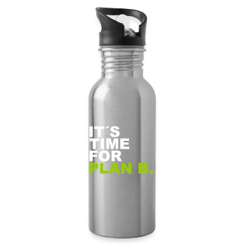It´s Time for Plan B. - Trinkflasche mit integriertem Trinkhalm - Lightsilver - Rechts