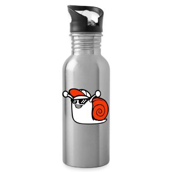 Snail Sunglasses Cute Cute Happy Cool - Water bottle with straw - silver - Right