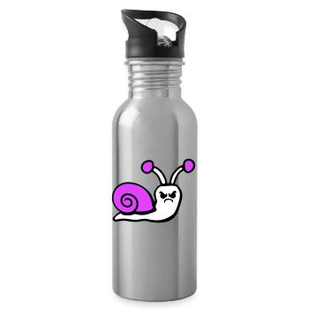 Snail angry angry angry unhappy upset - Water bottle with straw - silver - Right