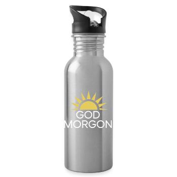 Sweden Saying Good Morning Swedish - Water bottle with straw - silver - Right