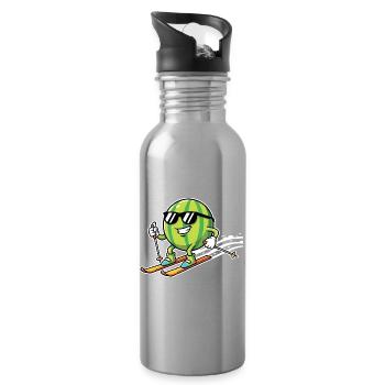 Wassermelone Auf Skiern Mit Sonnenbrille - Trinkflasche mit integriertem Trinkhalm - Lightsilver - Rechts