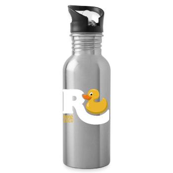 Gummy Duck Pension 2026 - Retirement - Pension - Water bottle with straw - silver - Right