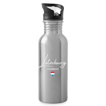 I love Luxembourg, born in Luxembourg - Water bottle with straw - silver - Right