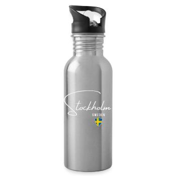Stockholm, Schweden, minimalistisches, elegantes Design - Trinkflasche mit integriertem Trinkhalm - Lightsilver - Rechts