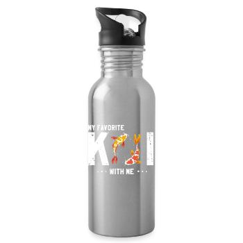 My Favorite Koi With Me Fish Lover Humor - Water bottle with straw - silver - Right
