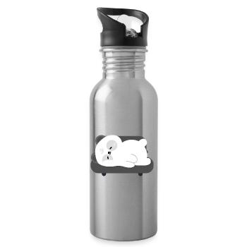 Müder Panda schläft auf dem Sofa - Trinkflasche mit integriertem Trinkhalm - Lightsilver - Rechts