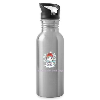 Too Cute for Cold Days - Süßes Winter Einhorn - Trinkflasche mit integriertem Trinkhalm - Lightsilver - Rechts