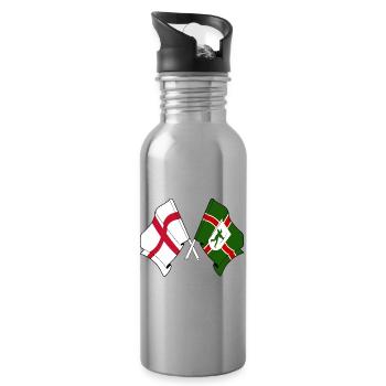 Nottinghamshire × England Flags - Water bottle with straw - silver - Right