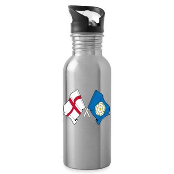 Yorkshire & England Crossed - Trinkflasche mit integriertem Trinkhalm - Lightsilver - Rechts