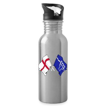 Tyne and Wear & England crossed - Water bottle with straw - silver - Right