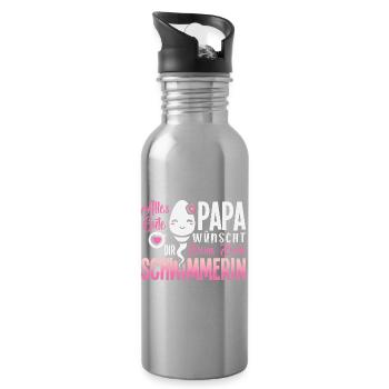 All the best dad wishes you your best swimmer - Water bottle with straw - silver - Right