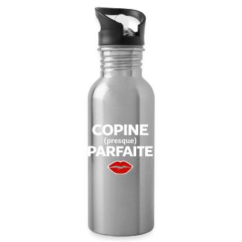 Perfekte Freundin, Humor, Geschenkidee, Frau - Trinkflasche mit integriertem Trinkhalm - Lightsilver - Rechts