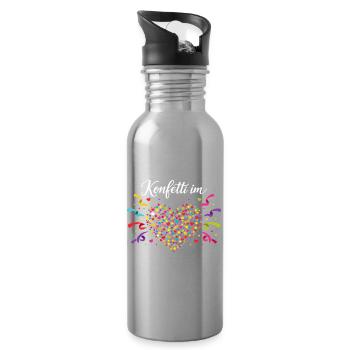 Cœur de confettis drôle pour les fans de fête - Gourde avec paille intégrée - argent clair - Droite