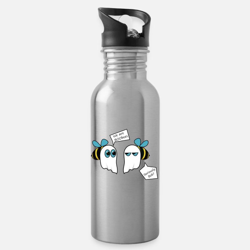 booooobees - Trinkflasche mit integriertem Trinkhalm - Lightsilver