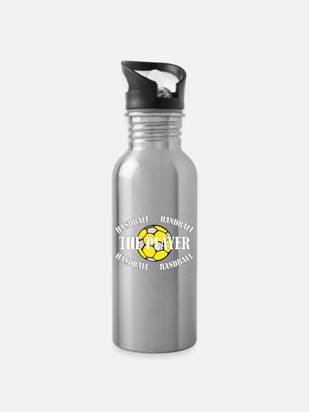 HANDBALL - Trinkflasche mit integriertem Trinkhalm - Lightsilver