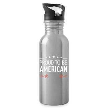 Proud to be American – Retro Stars - Water bottle with straw - silver - Right
