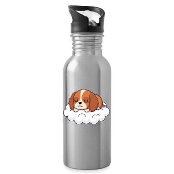 Dream of Puppy on Cloud - Water bottle with straw - silver - Right