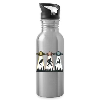 Enlèvement extraterrestre Bigfoot Loch Ness OVNI drôle - Gourde avec paille intégrée - argent clair - Droite