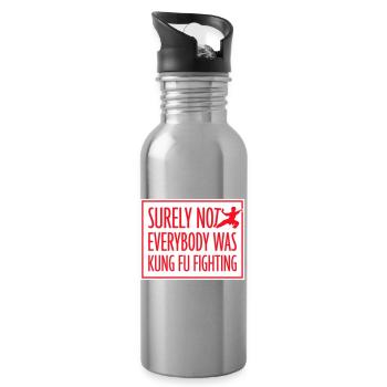 Surely Not Everybody Was Kung Fu Fighting Lustig - Water bottle with straw - silver - Right