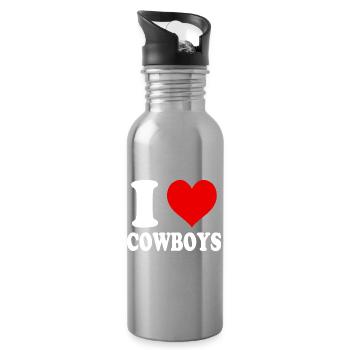 Ich liebe lustige witzige Cowboys - Trinkflasche mit integriertem Trinkhalm - Lightsilver - Rechts