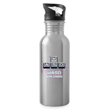 Funny Gaming Keyboard WASD My Cardio Gamer - Water bottle with straw - silver - Right