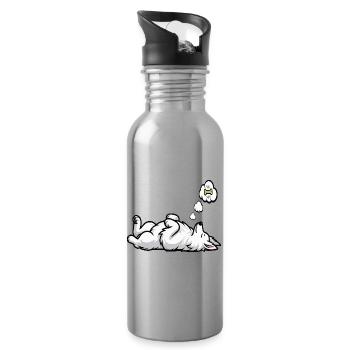 White Shepherd Shepherd Shepherd Dogs - Water bottle with straw - silver - Right