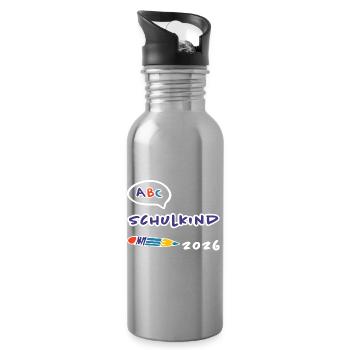 ABC Schulkind 2026 – Einschulung Schulanfang - Trinkflasche mit integriertem Trinkhalm - Lightsilver - Rechts