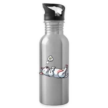 Miniatur Bullterrier Bully Bullterrierbesitzer - Trinkflasche mit integriertem Trinkhalm - Lightsilver - Rechts