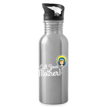Call Your Mother Illustration Tee - Water bottle with straw - silver - Right