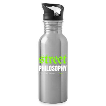 Philosophie Urbaine et Énergie Poisson - Gourde avec paille intégrée - argent clair - Droite