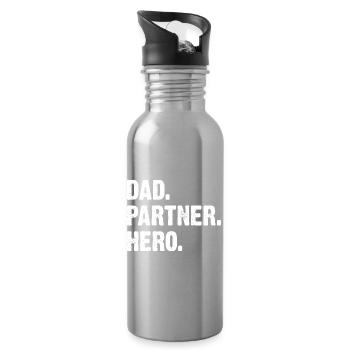 Dad Partner Hero - Water bottle with straw - silver - Right