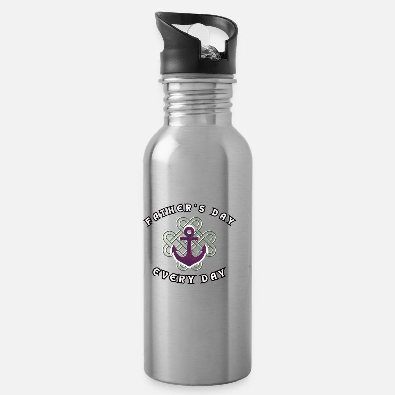 Vatertag - Trinkflasche mit integriertem Trinkhalm - Lightsilver