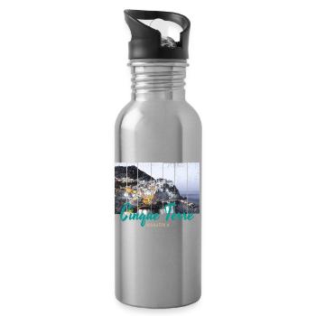 Cinque Terre Manarola in Italien Vintage Souvenir - Trinkflasche mit integriertem Trinkhalm - Lightsilver - Rechts