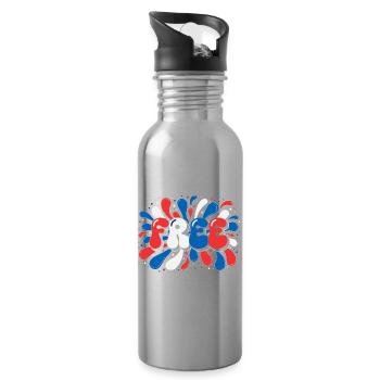 Liberté en éclats tricolores - Gourde avec paille intégrée - argent clair - Droite