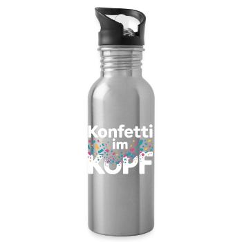 Konfetti Im Kopf Karneval Fasching Alaaf Kostüm - Trinkflasche mit integriertem Trinkhalm - Lightsilver - Rechts