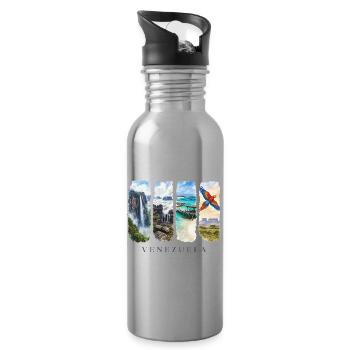 Venezuela Travel – South America Waterfall & Nature - Water bottle with straw - silver - Right