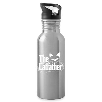 Cat Dad Logo Parody Godfather Godfather Godfather - Water bottle with straw - silver - Right
