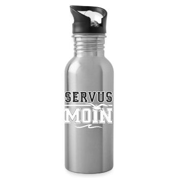 Servus Moin North Sea Baltic Sea Coast Seagull Wave - Water bottle with straw - silver - Right