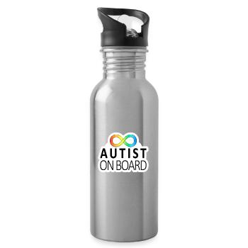 Autist on Board: Neurodiversity Stickers - Water bottle with straw - silver - Right