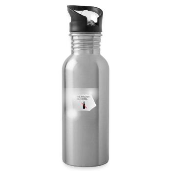 Nie Wieder Alkohol Flaschen-Symbol - Trinkflasche mit integriertem Trinkhalm - Lightsilver - Rechts
